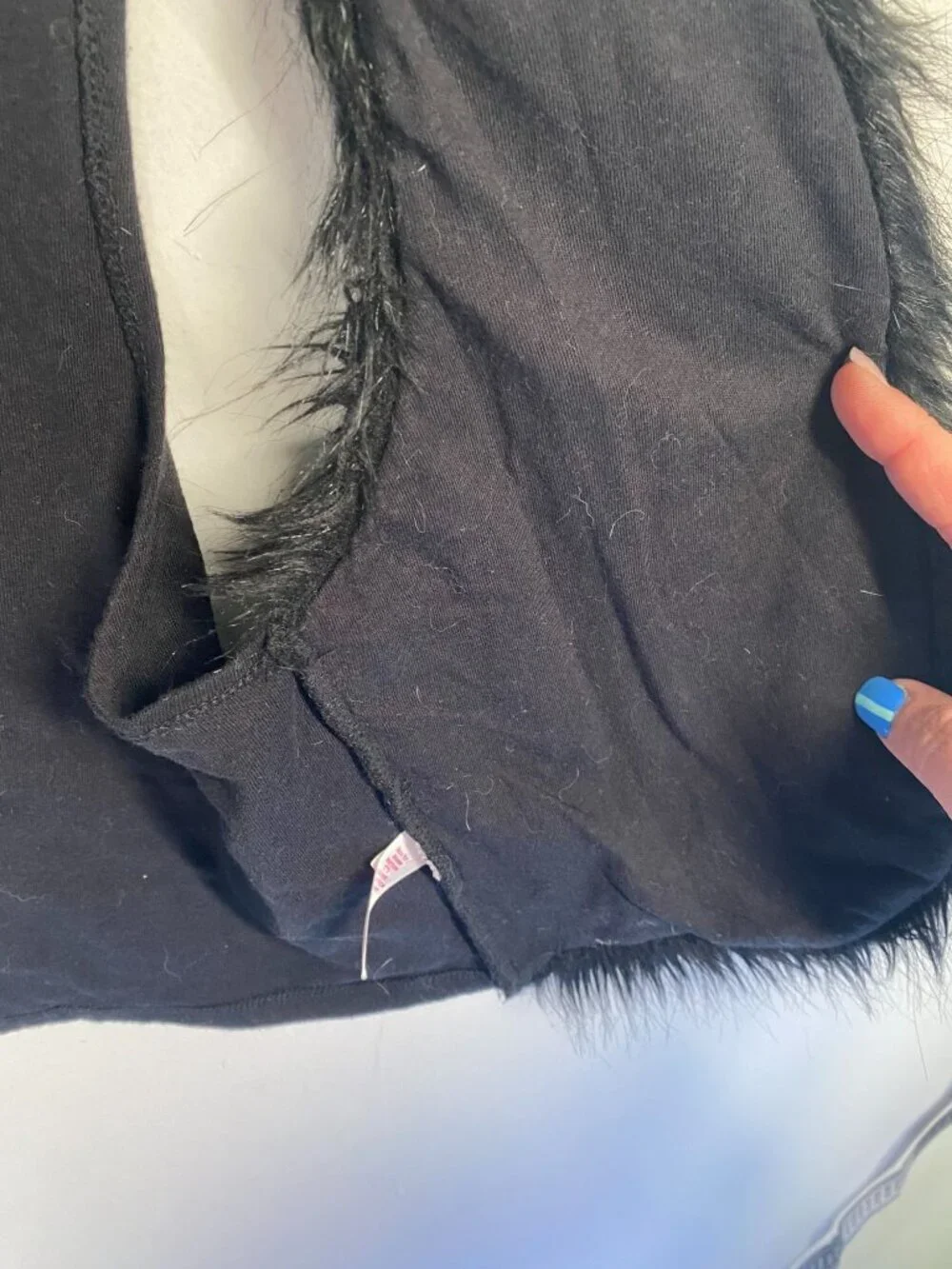 Justice Girls Black Faux Fur Vest Size 12/14 Modacrylic Polyester Blend